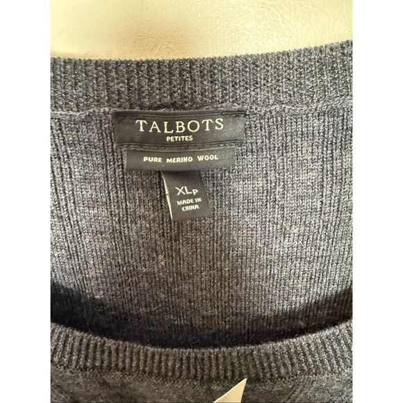 Talbots Petites Pure Merino Wool Fit & Flare Sweater Dress Gray XLP Warm Winter - Picture 3 of 4